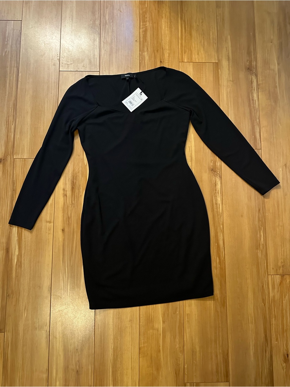 NWT Theory Square Neck Black Long-Sleeve Bodycon Dress, size 10